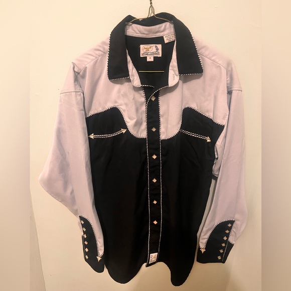Panhandle Slim - Men’s Medium - Pearl Snap Western Wear Shirt - Black & White - - Picture 3 of 16